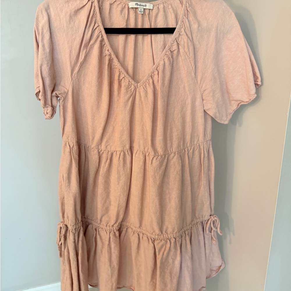Madewell Light Blush V-Neck Short Sleeve Dress